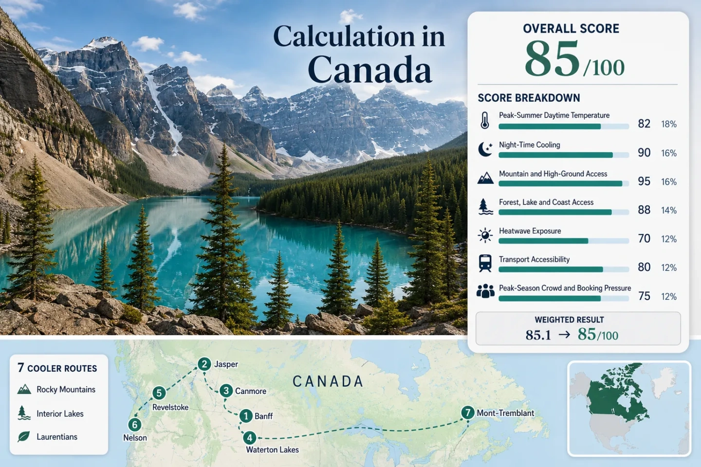 Canada coolcation routes showcasing stunning mountain parks, lake towns, and fresh summer air for a perfect vacation experience.