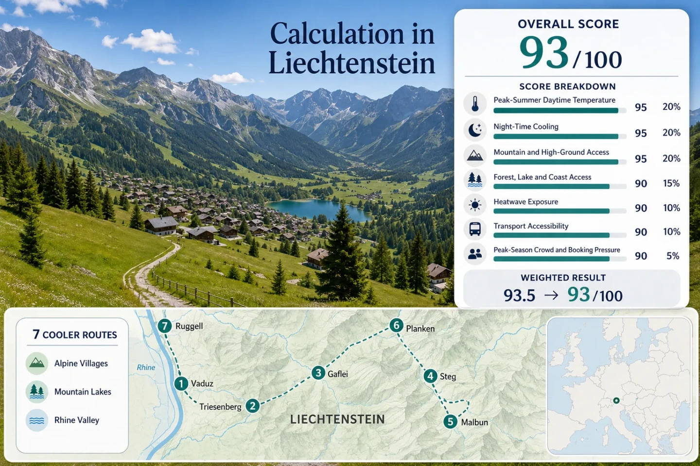 Liechtenstein coolcation offers scenic alpine trails, stunning Rhine Valley views, and charming high villages for outdoor adventures.