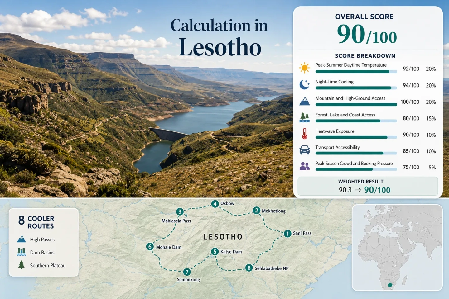 Lesotho coolcation routes showcase stunning high passes, mountain dams, and the Kingdom-in-the-Sky air experience amid breathtaking scenery.