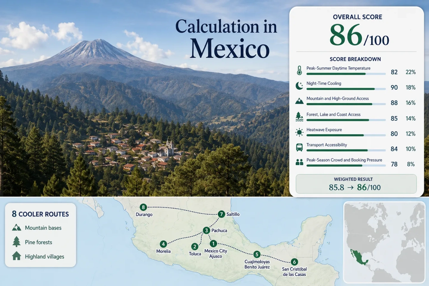 Mexico beyond beach heat is showcased through scenic mountain villages, pine forests, and highland cities.