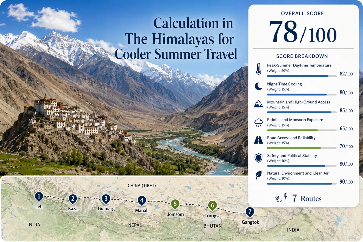 Himalayas offer a cool and scenic escape for summer travel, perfect for travelers seeking relief from hot weather in high-altitude destinations.